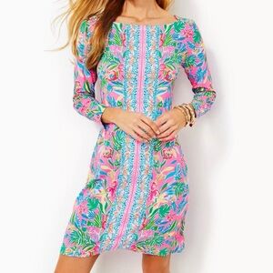 Lilly Pulitzer Sophie Sun Protection Shift Dress Havana Pink Casa Jaguar Large